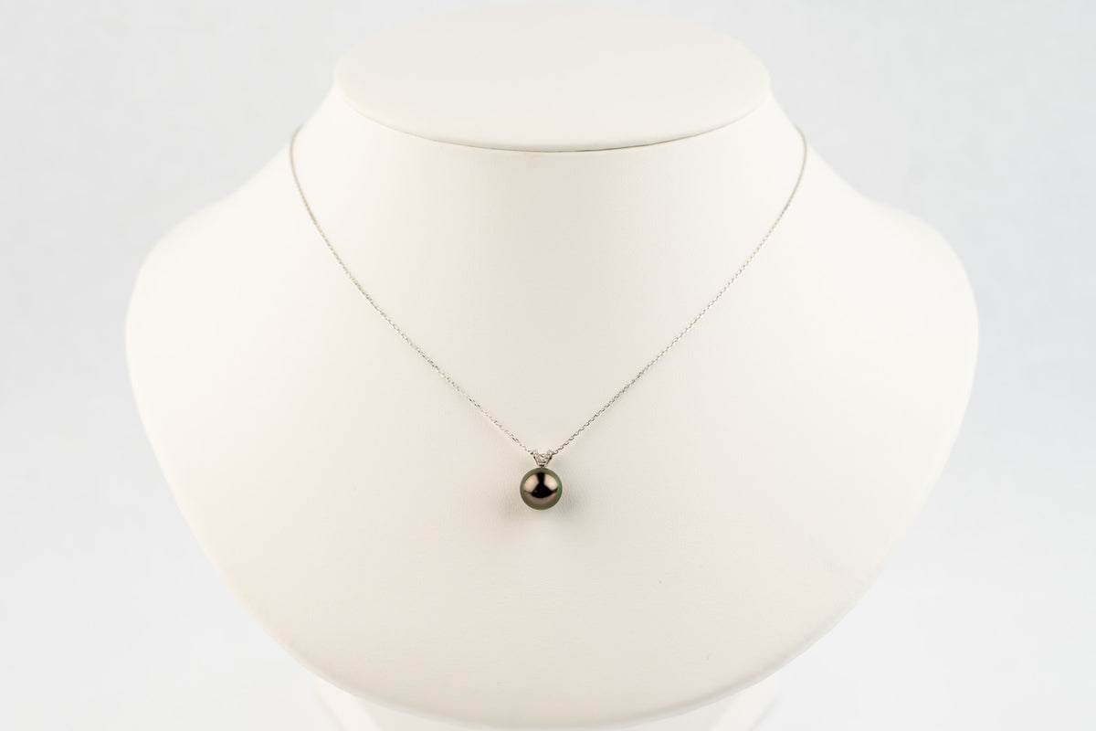 Aubergine Dream Tahitian Pearl & Diamond Hoa Necklace on 14K White Gold