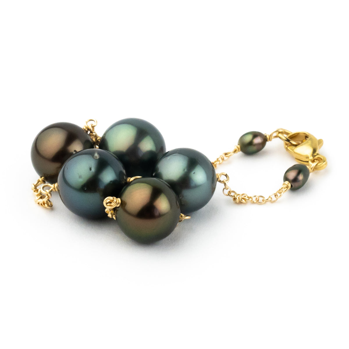 Indigo Chocolate Tin-Cup Tahitian Pearl Bracelet on 14/20 Gold Filled