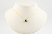 Peacock Green Tahitian Pearl & Diamond Hoa Necklace on 14K Yellow Gold