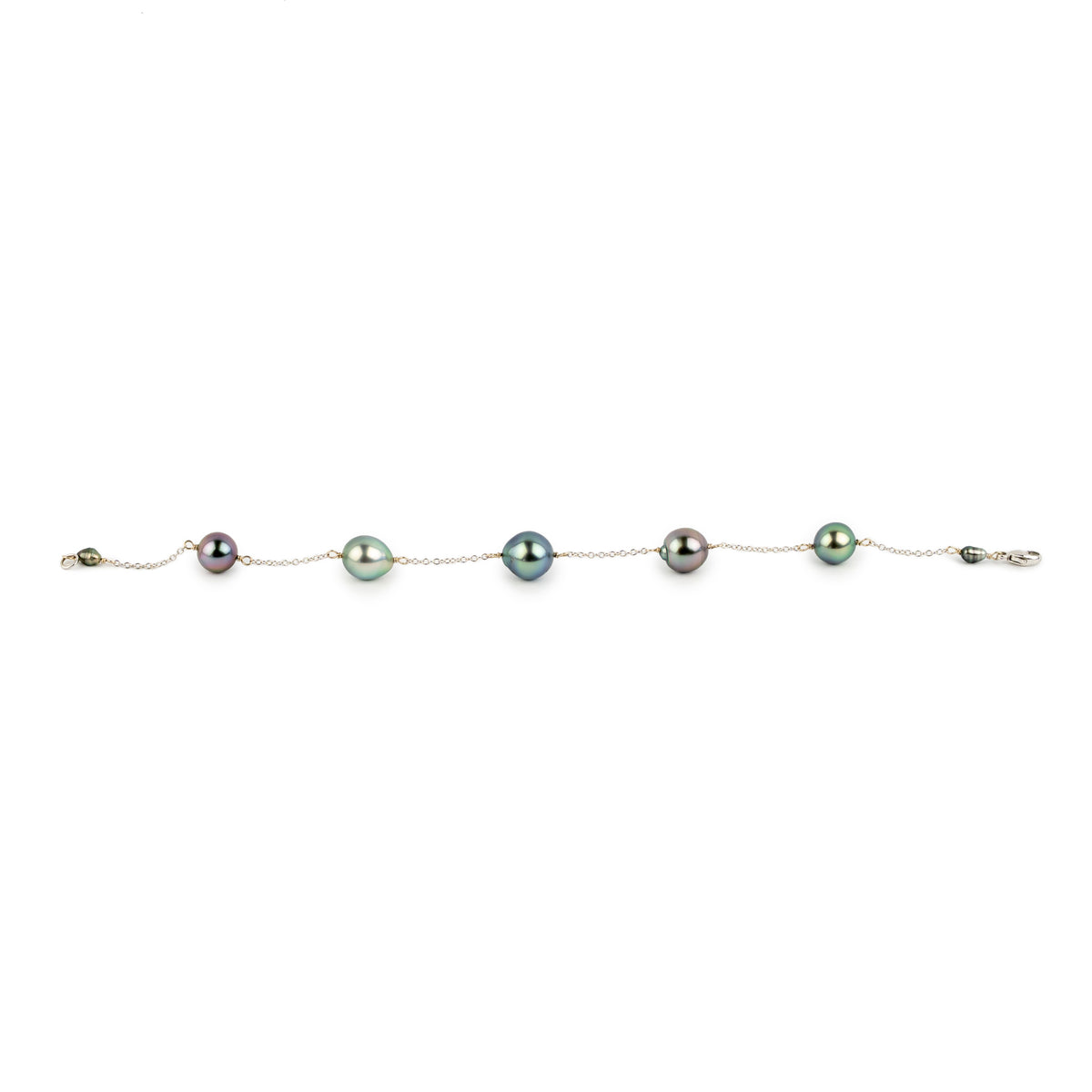 Lilac Garden Tahitian Pearl Tin Cup Bracelet on 14k White Gold