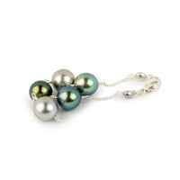Indigo Ice Tahitian Pearl Tin Cup Bracelet on Sterling Silver