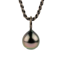 Sundown 10.2mm Tahitian Pearl Argent Necklace on Sterling Silver