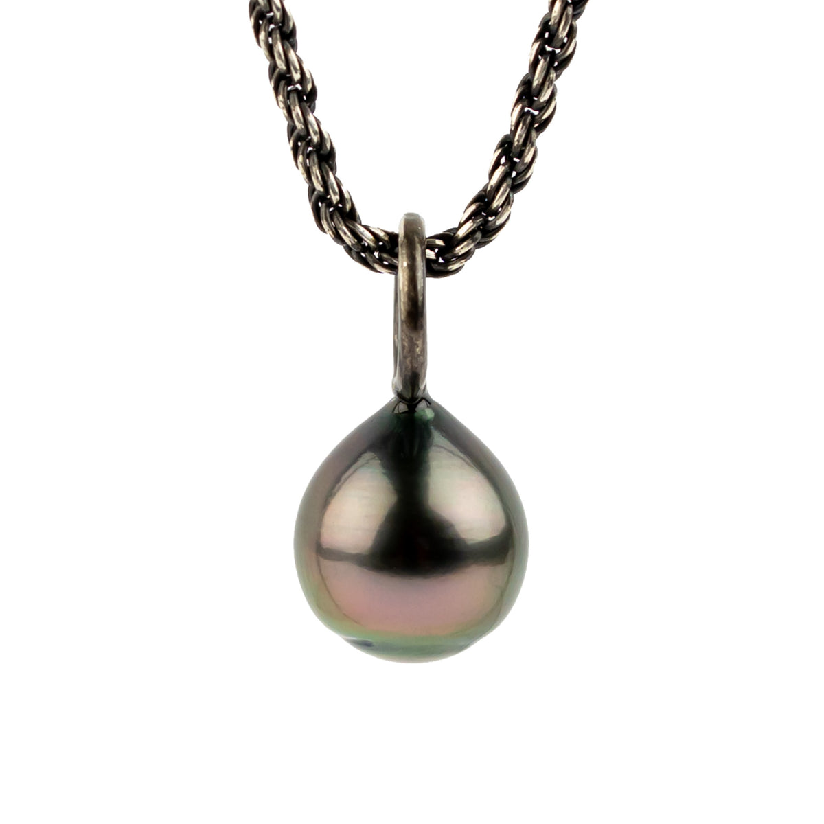 Sundown 10.2mm Tahitian Pearl Argent Necklace on Sterling Silver
