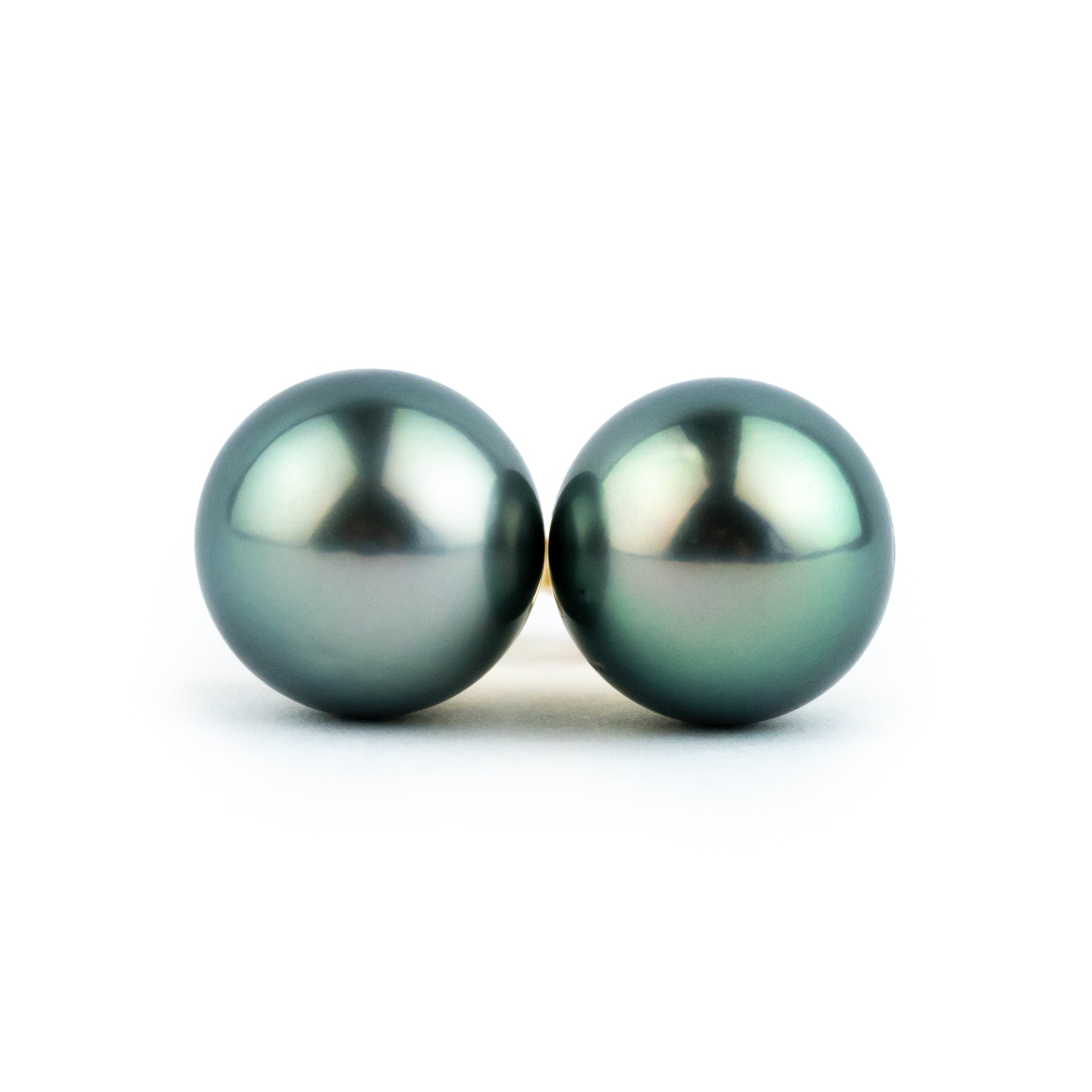 Lagoon Blue 11mm Tahitian Pearl Statement Stud Earrings