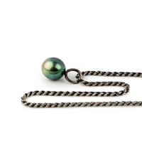 Sea Green 10mm Tahitian Pearl Argent Necklace on Sterling Silver