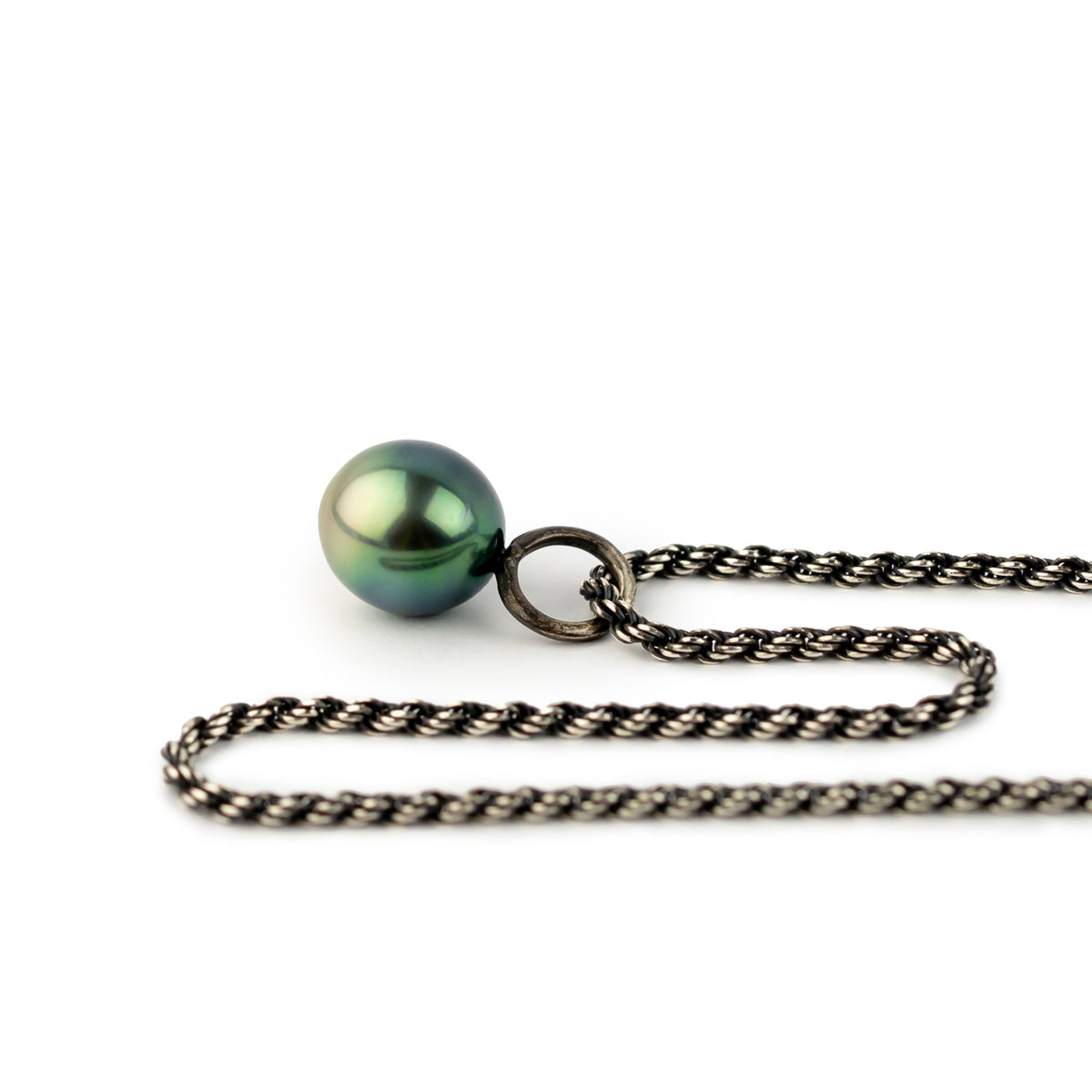 Sea Green 10mm Tahitian Pearl Argent Necklace on Sterling Silver