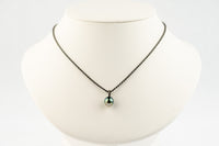 Sea Green 10mm Tahitian Pearl Argent Necklace on Sterling Silver