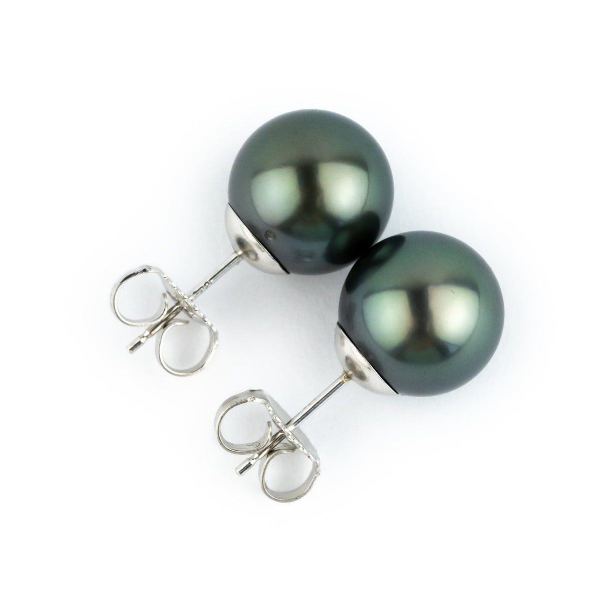 Indigo Green Peacock 10.6mm Statement Pearl Stud Earrings