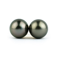 Dark Pink-Green 9.3-9.9mm Tahitian Pearl Stud Earrings