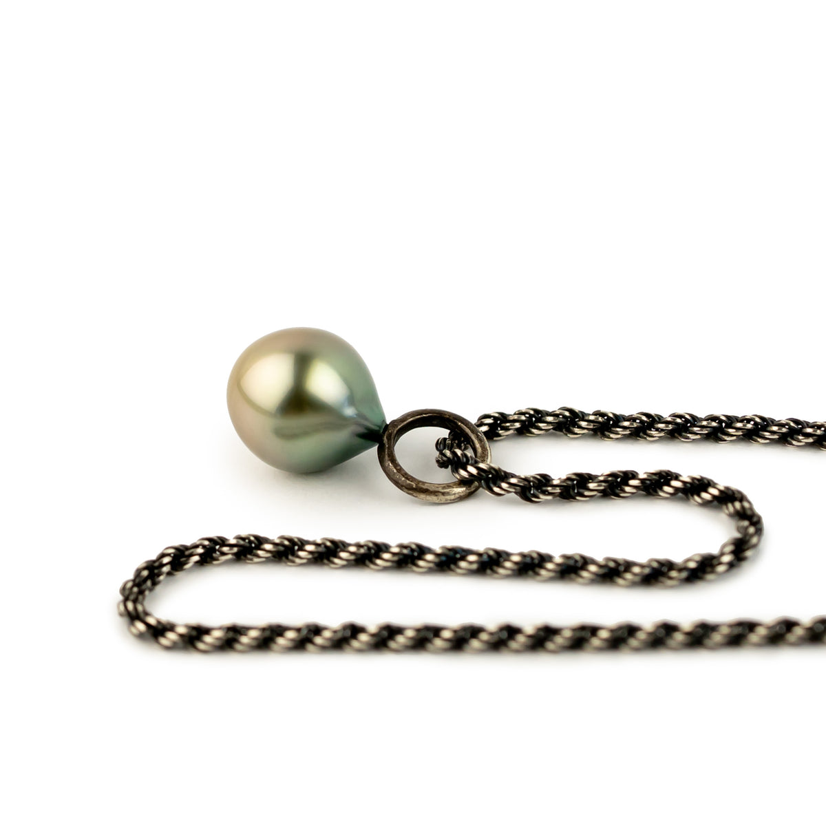 Raindrop 10.3mm Tahitian Pearl Argent Necklace on Sterling Silver