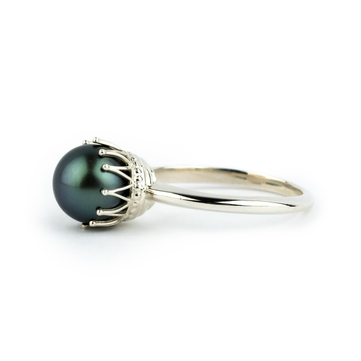 Royal Dark Stormy Blue Tahitian Pearl Ring
