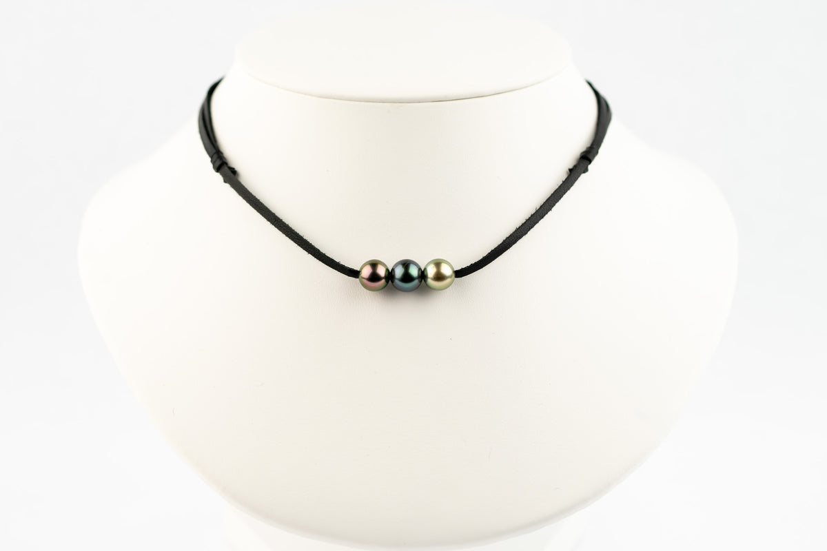 Flashy Indigo Pink 9.6-10mm Triple Eimeo Mana Necklace