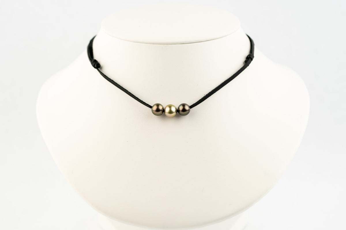 Champagne & Chocolate 9.1-9.7mm Triple Eimeo Mana Necklace