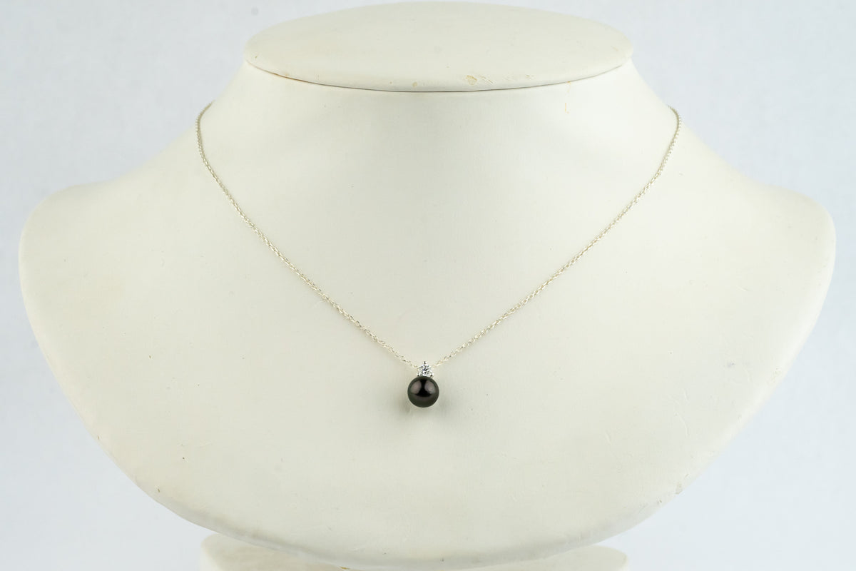 Tahitian Pearl & Diamond Jolie Necklace on Sterling Silver