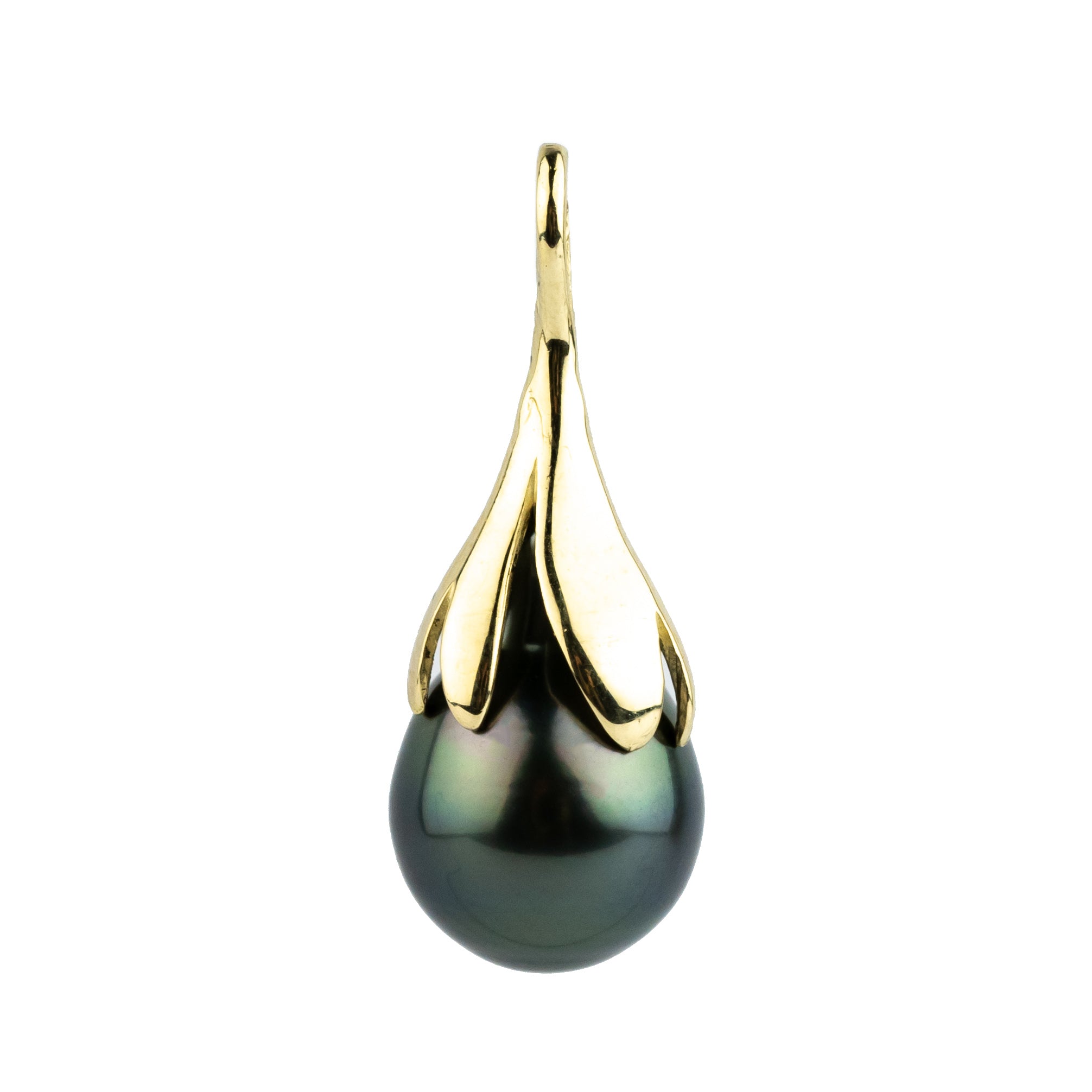 Forest Green 9.2mm Drop Tahitian Pearl Pendant