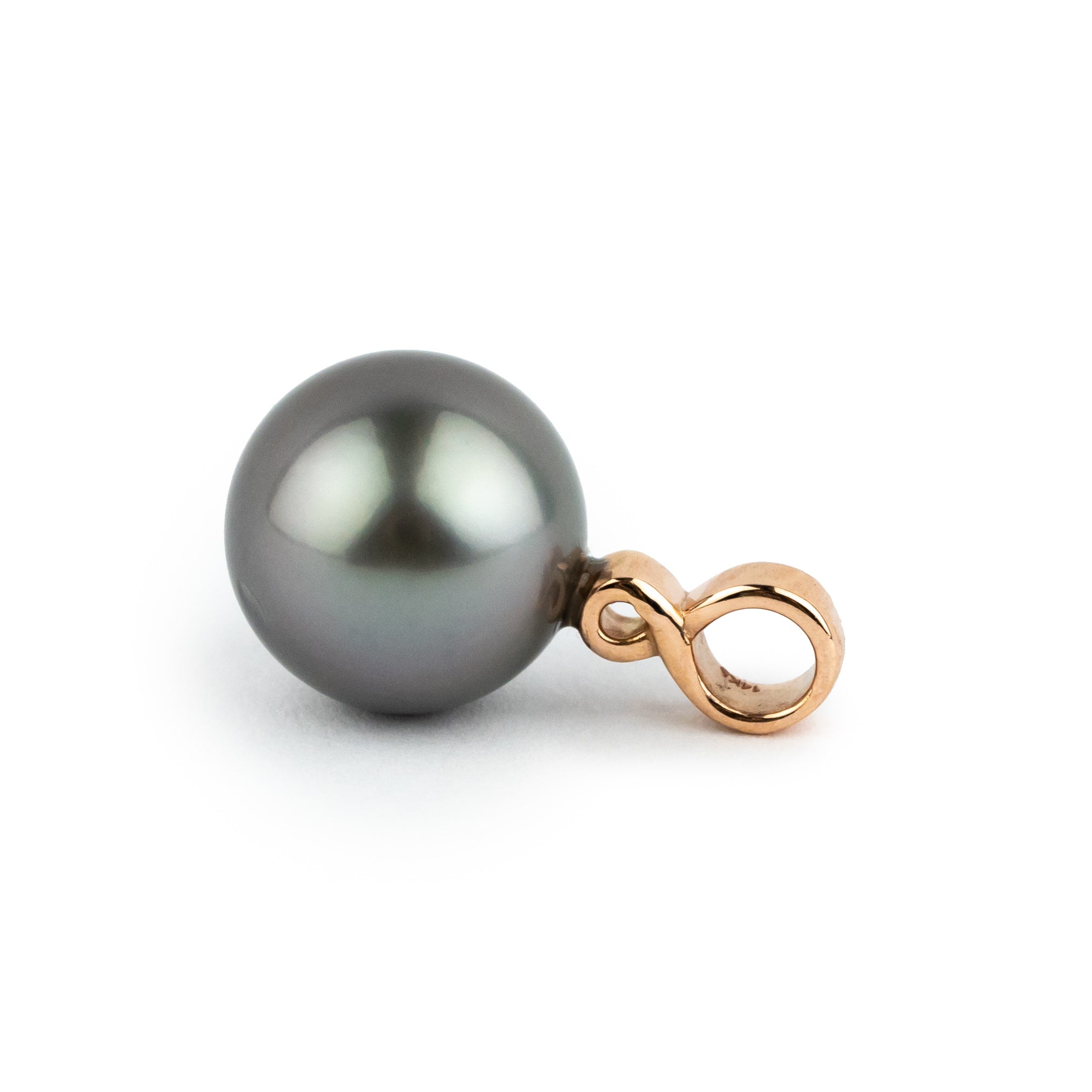 Silvery Lavender 10.7mm Tahitian Pearl Infinity Pendant on 14K Rose Gold