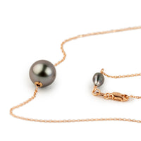 Dusky Lavender 9.7mm Tahitian Pearl Solitaire Necklace on 14K Rose Gold