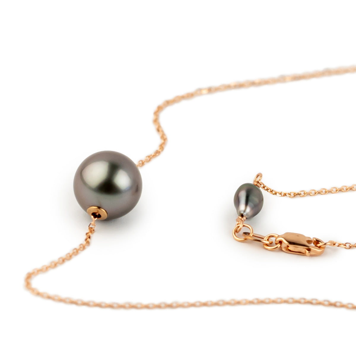 Dusky Lavender 9.7mm Tahitian Pearl Solitaire Necklace on 14K Rose Gold