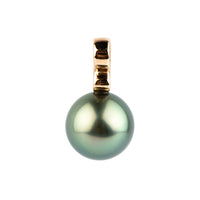 Peacock Green 10.2mm Tahitian Pearl Infinity Pendant on 14K Rose Gold