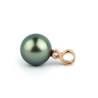 Peacock Green 10.2mm Tahitian Pearl Infinity Pendant on 14K Rose Gold