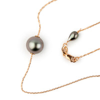 Dusky Lavender 9.7mm Tahitian Pearl Solitaire Necklace on 14K Rose Gold