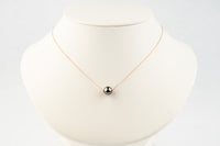 Dusky Lavender 9.7mm Tahitian Pearl Solitaire Necklace on 14K Rose Gold