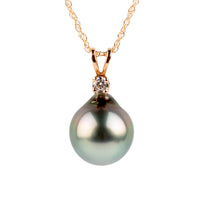 Light Pastel Tahitian Pearl & Diamond Étoile Necklace on 10K Rose Gold