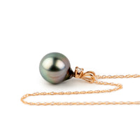 Light Pastel Tahitian Pearl & Diamond Étoile Necklace on 10K Rose Gold