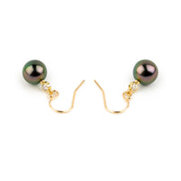 Tahitian Pearl & Diamond Aurora French Hook Earrings on 14K Yellow Gold