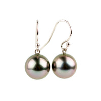 Fuchsia Tahitian Pearl Dangle Earrings on 14K White Gold