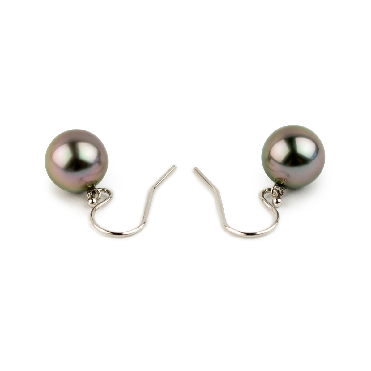 Fuchsia Tahitian Pearl Dangle Earrings on 14K White Gold
