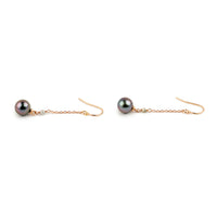 Fuchsia Blue Tahitian Pearl Poseidon Earrings on 14K Rose Gold