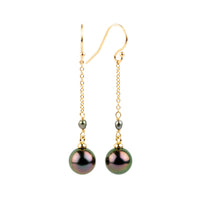 Vibrant Purple Tahitian Pearl Poseidon Earrings on 14K Yellow Gold