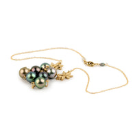 Coral Reef Septima Tiaré Tin-Cup Tahitian Pearl Necklace on 14k Yellow Gold