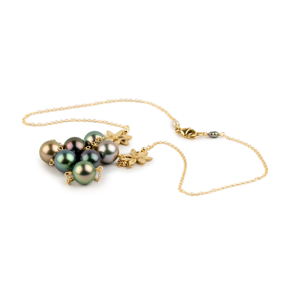 Coral Reef Septima Tiaré Tin-Cup Tahitian Pearl Necklace on 14k Yellow Gold