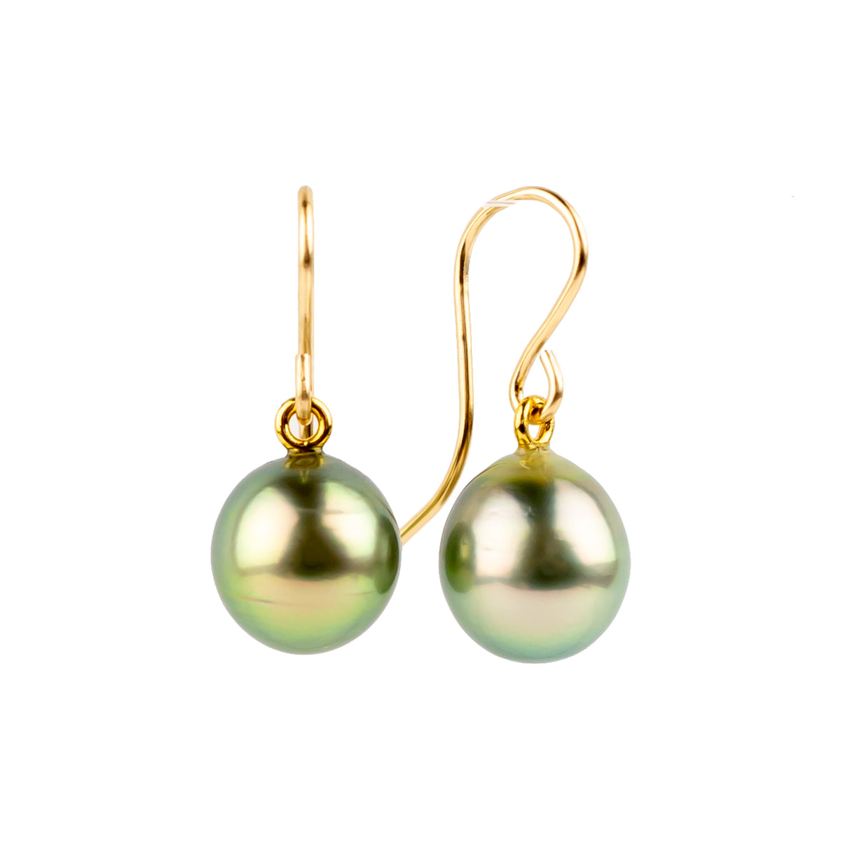 Bright Chartreuse Tahitian Pearl Dangles on 14/20 Gold-Filled