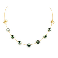 Heavenly Blues Septima Tiaré Tin-Cup Tahitian Pearl Necklace on 14k Yellow Gold
