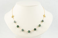 Heavenly Blues Septima Tiaré Tin-Cup Tahitian Pearl Necklace on 14k Yellow Gold