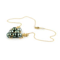 Heavenly Blues Septima Tiaré Tin-Cup Tahitian Pearl Necklace on 14k Yellow Gold