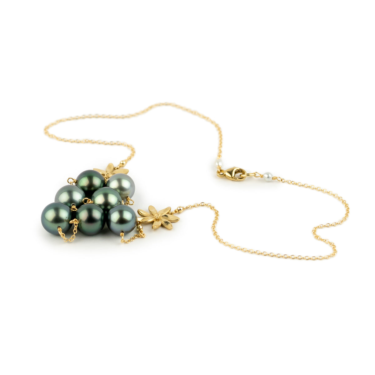 Heavenly Blues Septima Tiaré Tin-Cup Tahitian Pearl Necklace on 14k Yellow Gold