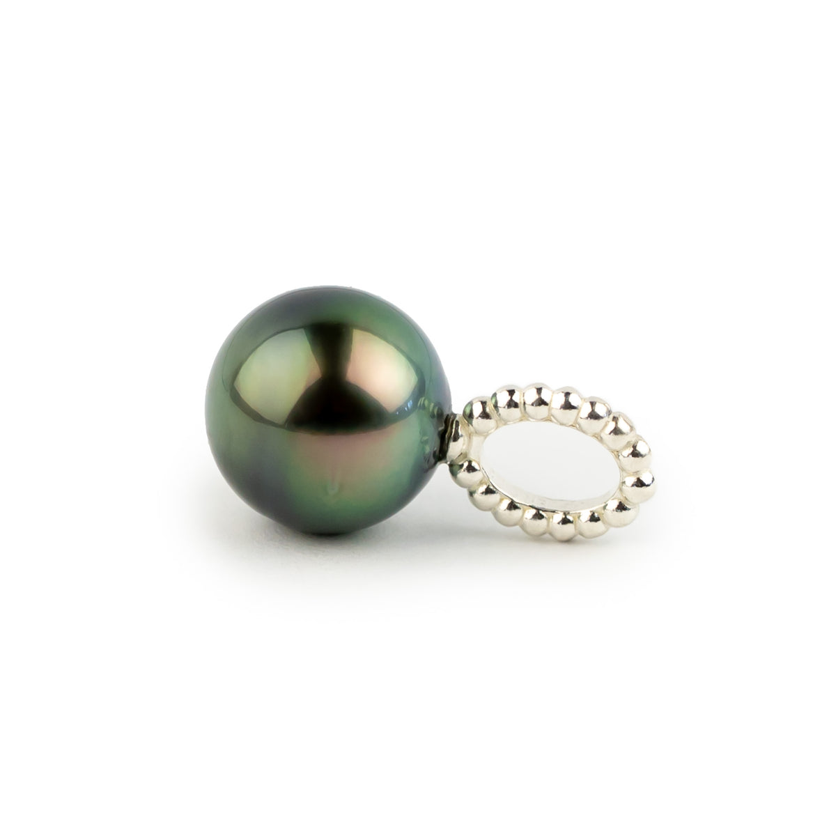 Flashy Indigo Green 10mm Tahitian Pearl Pendant on Sterling Silver