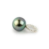 Luminous Blue Green 10mm Tahitian Pearl Pendant on Sterling Silver