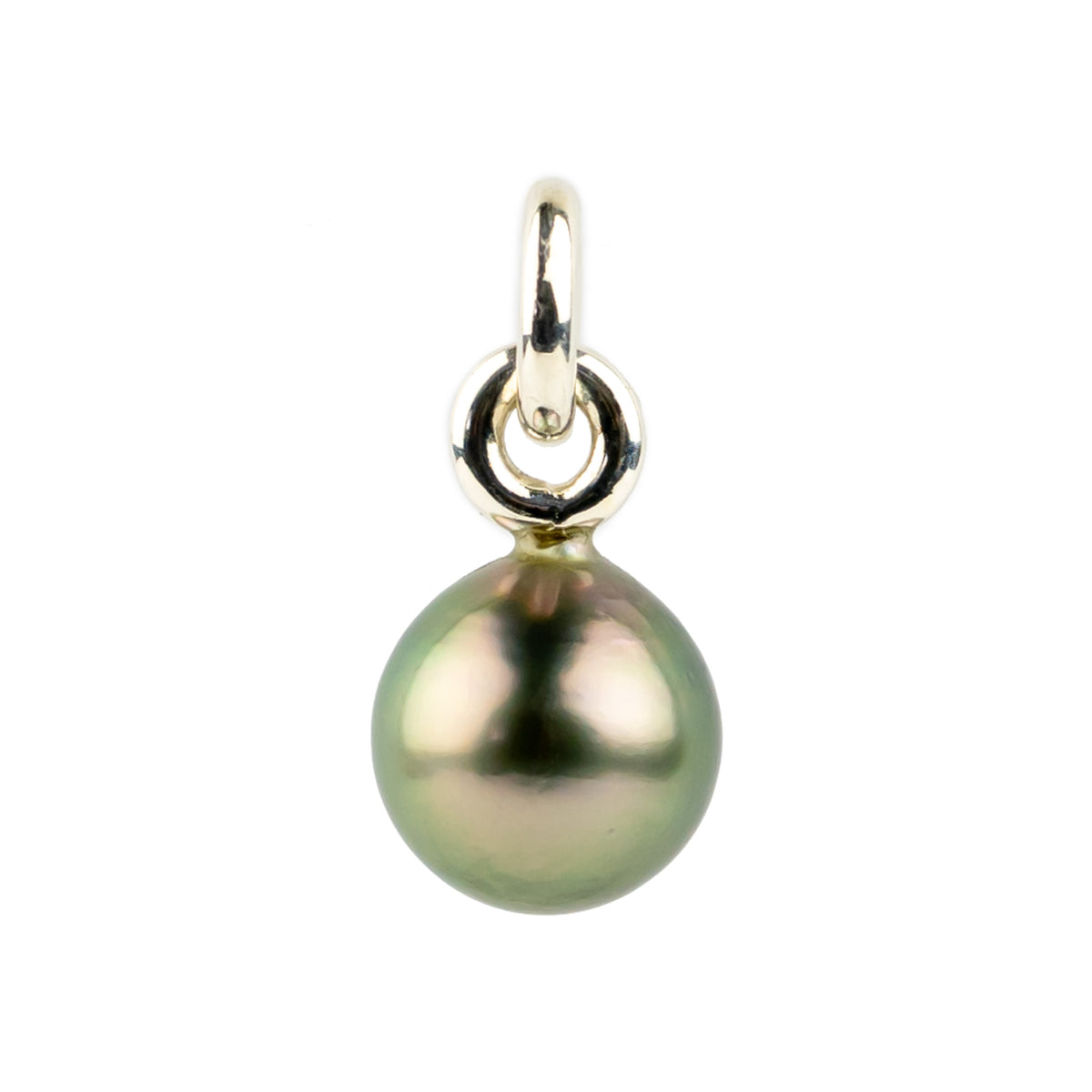 Golden Pink Green 10.1m Tahitian Pearl Rava Pendant on Sterling Silver