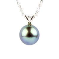 Azure Skies 9mm Tahitian Pearl I'a Necklace on Sterling Silver