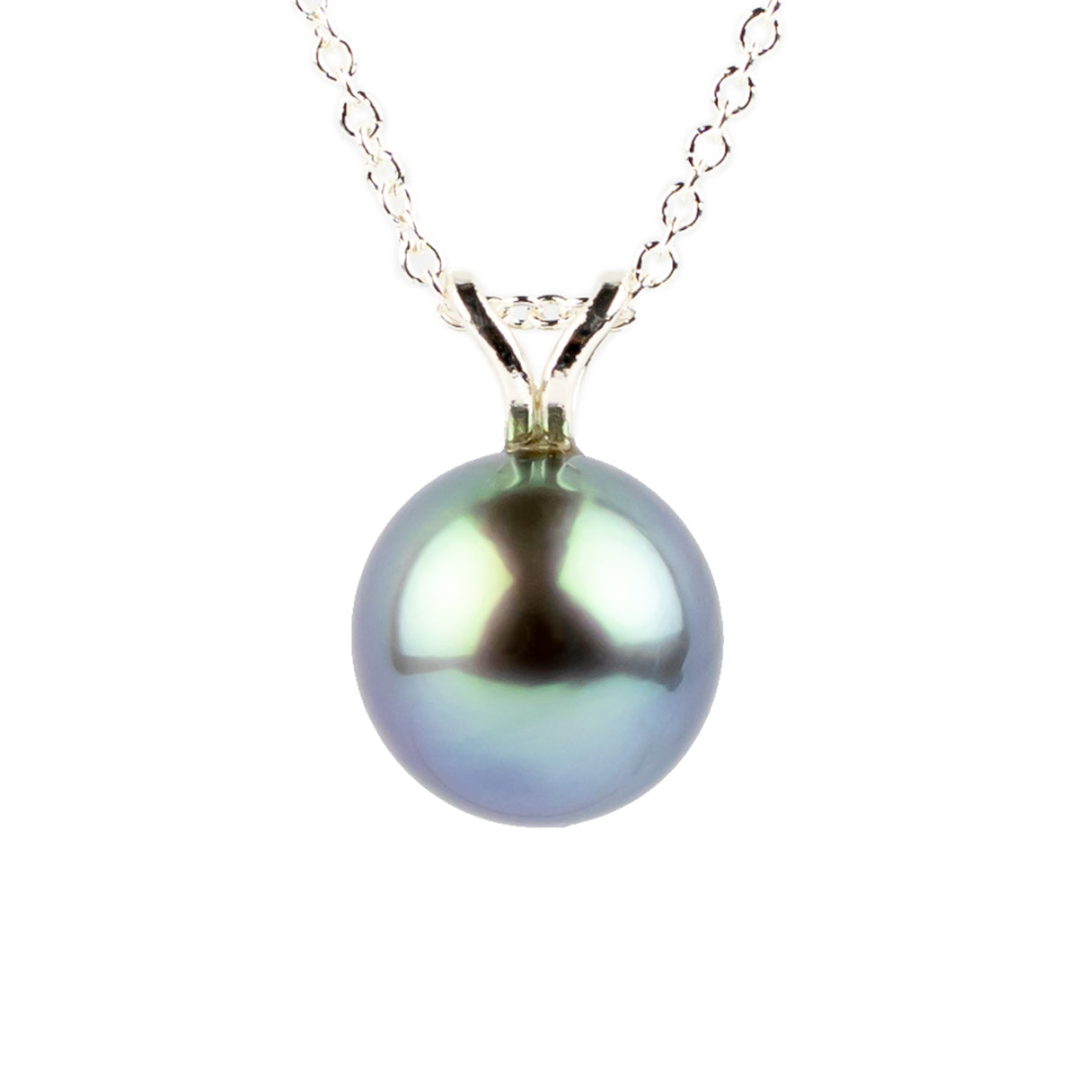 Azure Skies 9mm Tahitian Pearl I'a Necklace on Sterling Silver