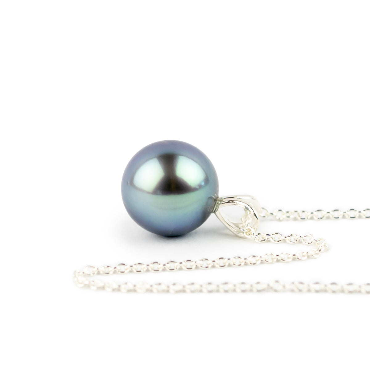 Azure Skies 9mm Tahitian Pearl I'a Necklace on Sterling Silver