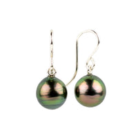 Aubergine Peacock Tahitian Pearl Dangles on Sterling Silver