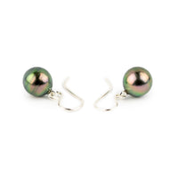 Aubergine Peacock Tahitian Pearl Dangles on Sterling Silver