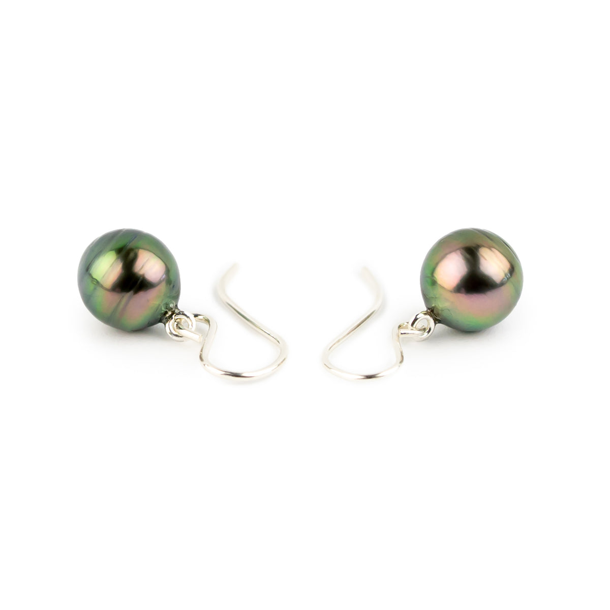 Aubergine Peacock Tahitian Pearl Dangles on Sterling Silver