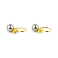 Iridescent Pastels Tahitian Pearl Hibiscus Hook Earrings